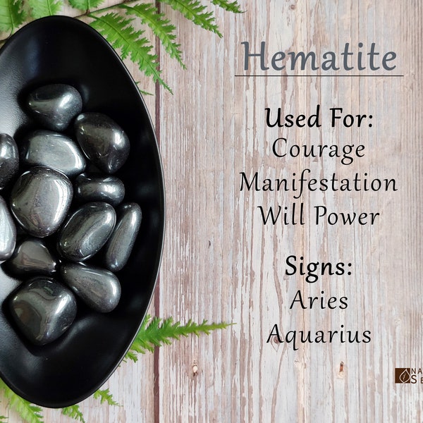 Hematite Tumbled Stone, Grounding Memory Boost, Concentration Aid, Negative Energy Cleanser Circulatory System Stimulator, Root Chakra Trust