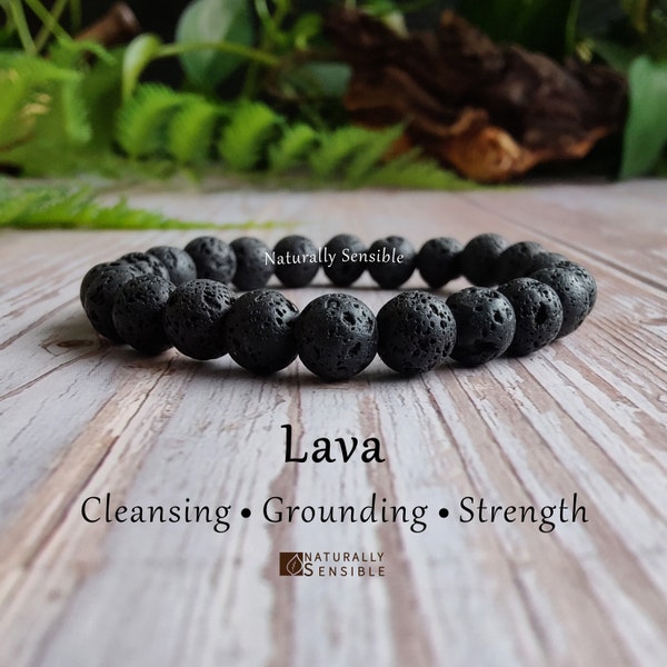 Lava Bead Bracelet, Elastic 8mm, Volcanic Rock Jewelry, Natural Stone Wristband, Earthy Boho Accessory, Unisex Stretch Band, Cleansing