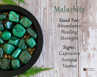Malachite Tumbled Stone, Meditation Concentration Stone Green Crystal Healing, Balance Gem, Transition Aid, Energy Balance Heart Chakra Love