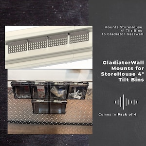 Gladiator GearWall & GearTrack Mount | Fits 4&quot; Store House Tilt Bin | 3D Printed Garage Organizer | 4-Pack