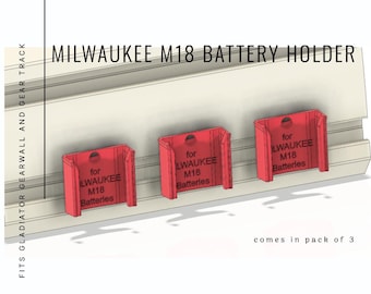 Soporte de batería Milwaukee M18 para Gladiator GearWall y GearTrack / Quarter-Turn (paquete de 3)