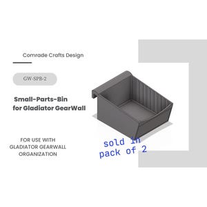 Small Parts Bin for Gladiator GearWall & GearTrack | 3D Printed Organizer for Screws, Bolts and Bits | 2-Pack