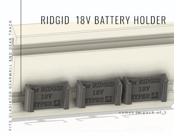 RIDGID 18V-kompatibel batterihållare, 3-pack: Gladiator Gear vägg-/skenamontering