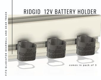 RIDGID 12V-kompatibel batterihållare för Gladiator Gear Track - 3D-utskriven organisatör