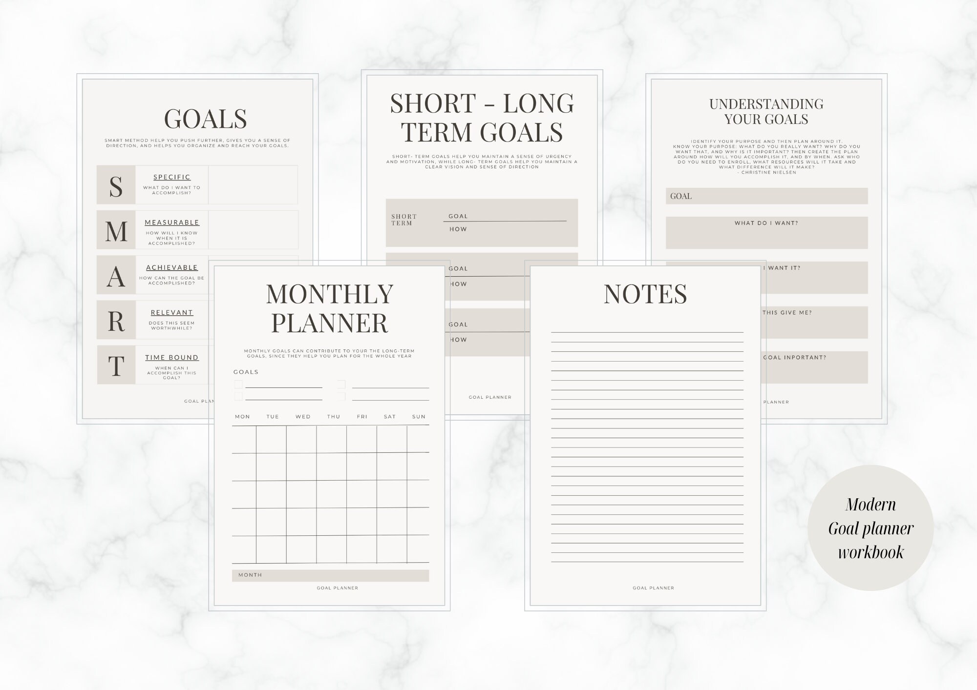 Goal Planner Printable Bundle Goal Setting Workbook Printable Planner ...