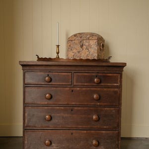 Antique Chest of Drawers | 2 Over 3 Wooden Dresser with Round Knobs