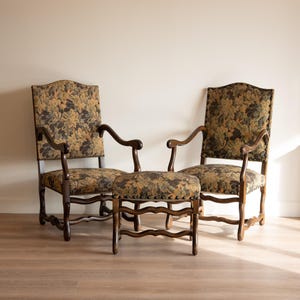 Louis Philippe French Provincial Chair & Footstool Set: Vintage Elegance