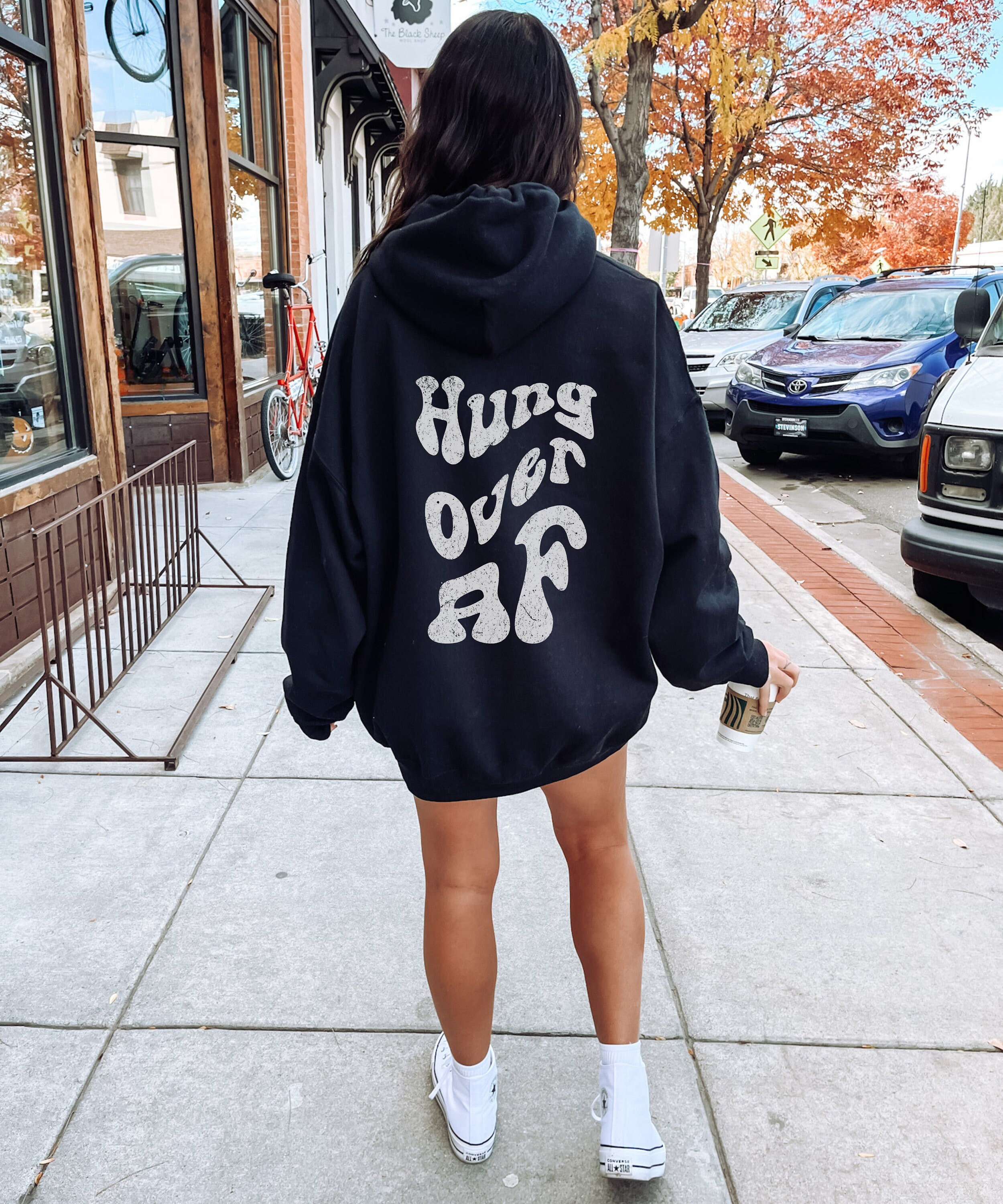 Hung Over AF Hoodie in Black Hangover Hoodie Funny Beer Hoodie