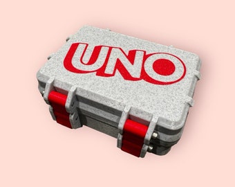 Uno Card Game Boîte robuste imprimée en 3D Logo intégré