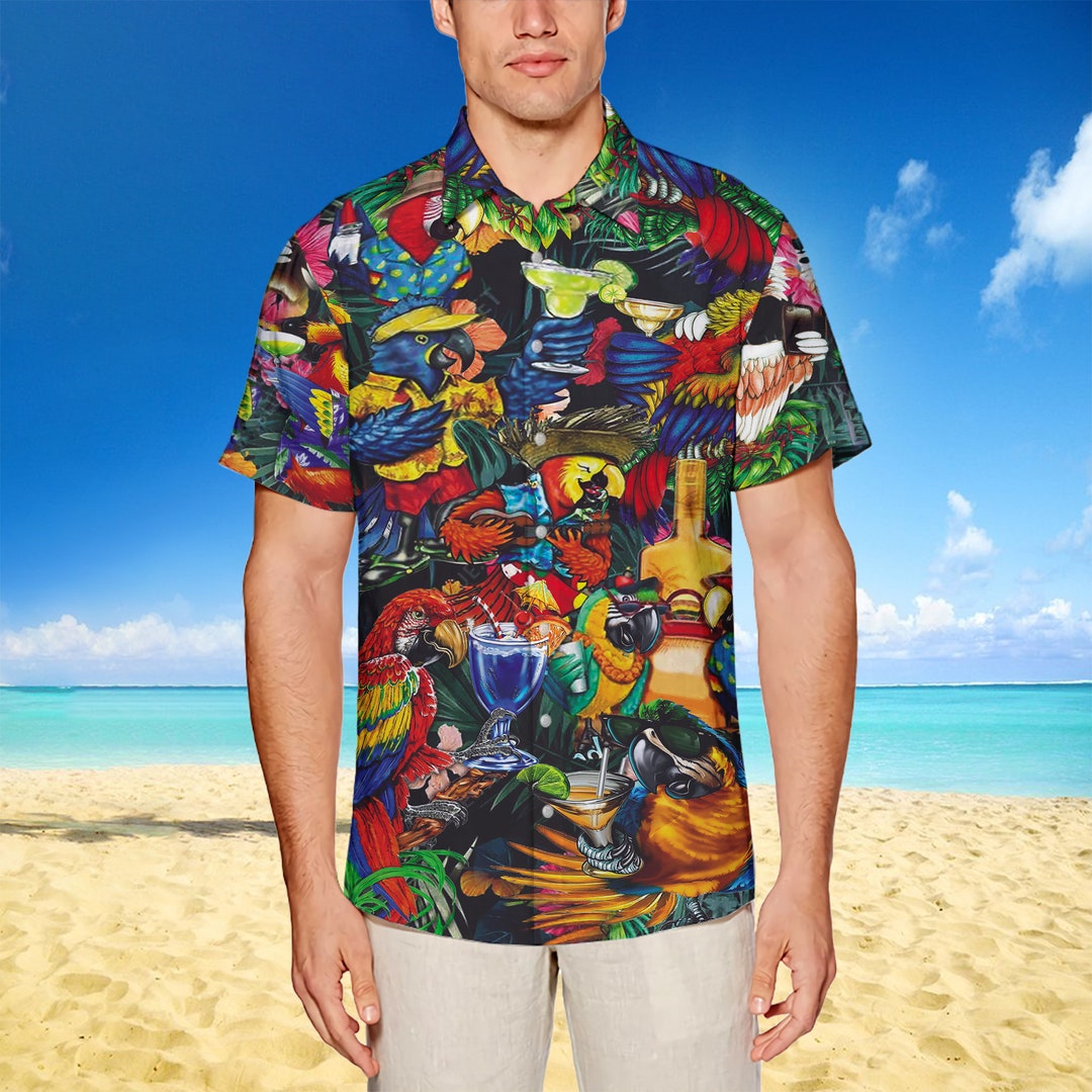 Parrot Island Blue Hawaiian Shirt main image 1