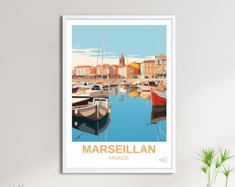 Marseillan Poster – Travel Poster – South of France Poster – Vintage Illustration – Seaside Wall Decoration