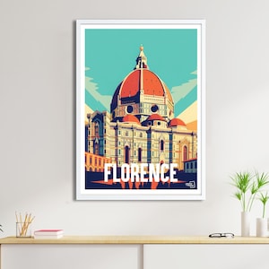 Florence Poster – Vintage Reisposter – Italiaanse Stadsposter – Renaissance Illustratie, Architectuur en Cultuur
