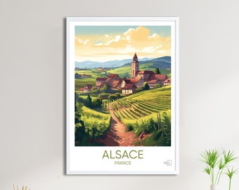 Alsace Poster – Vintage Travel Poster – French Region Poster – Half-timbered House Wall Decoration – Travel Gift Idea