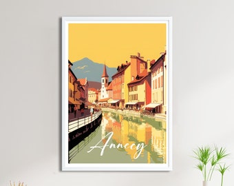 Cartel del casco antiguo de Annecy - Póster de viaje