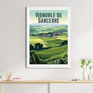 Sancerre Poster – Travel Poster – Sancerre City Poster – Vintage Vineyard Illustration – Loire Valley Wall Decor