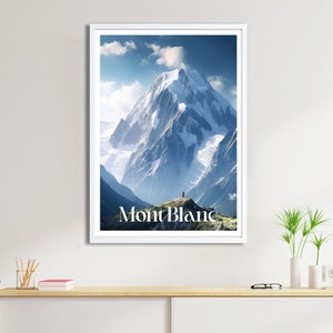 Mont Blanc Poster – Vintage Travel Poster – Alpine Mountain Poster – Nature and Adventure Wall Decoration – Mountain Gift Idea