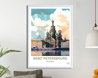 Saint Petersburg Travel Poster – Vintage Russia Wall Art – Imperial Architecture Illustration – Elegant Retro Home Decor
