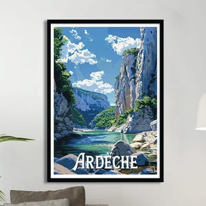 Ardèche Vintage Poster – Travel Poster – Nature of France – Retro Illustration – Wall Décor – Gift Idea