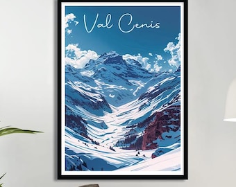 Val Cenis Ski Resort Poster – Vintage Travel Poster – French Alps Retro Wall Art – Savoie Mountains and Skiing