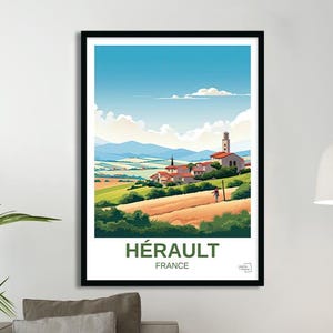 Hérault Poster – Vintage Travel Poster – France Poster – Retro Illustration – Nature and Coast Wall Decor – Travel Gift Idea