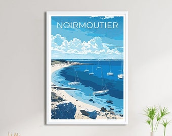 Poster di Noirmoutier – Poster di viaggio vintage – Poster dell'isola atlantica – Decorazione murale con spiagge, natura e tradizioni