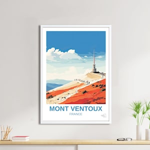 Mont Ventoux Travel Poster – Vintage Provence Mountain Wall Art, Cycling & Nature Illustration, Gift for Adventurers
