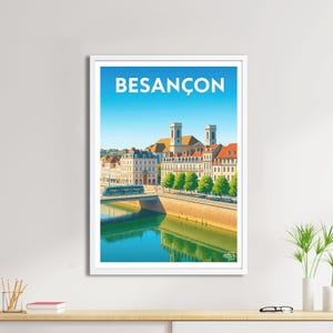 Besançon Poster – Vintage Reiseposter – Burgund-Franche-Comté Poster – Kulturerbe, Natur und historische Stadtwanddekoration