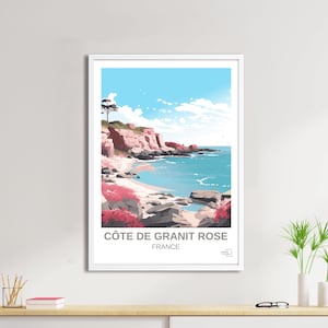 Póster de la Costa de Granito Rosa - Póster de viaje