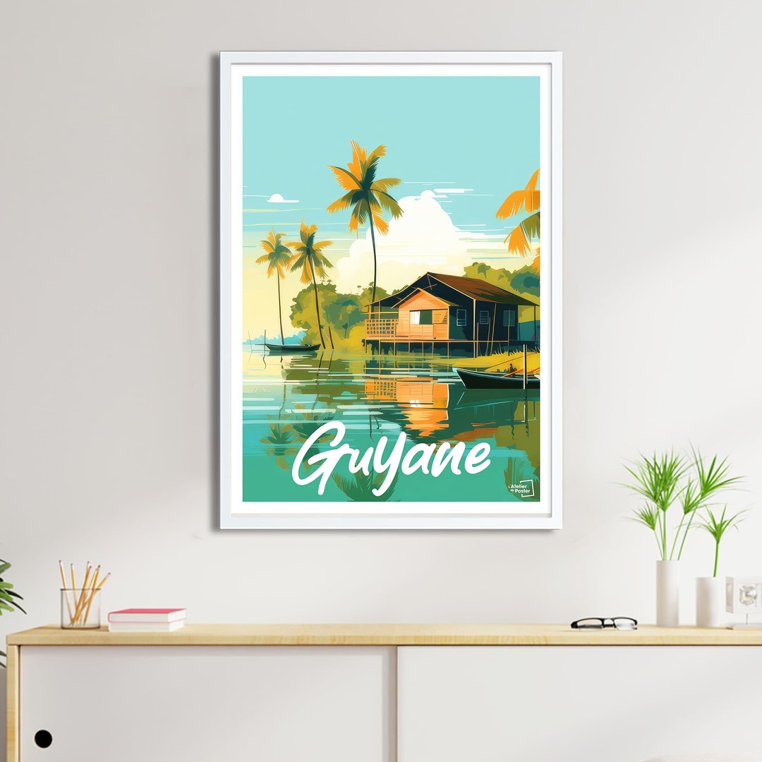 French Guiana Travel Poster Vintage Wall Art Print With Tropical french-guiana-travel-poster-vintage-wall-art-print-with-tropical