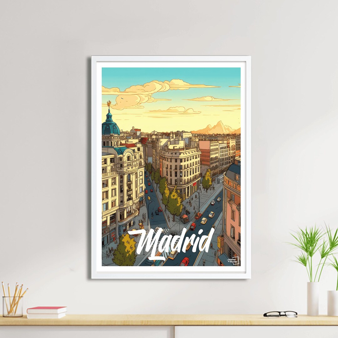 Madrid Poster – Travel Poster – Vintage Illustration – Wall Art – Gift ...