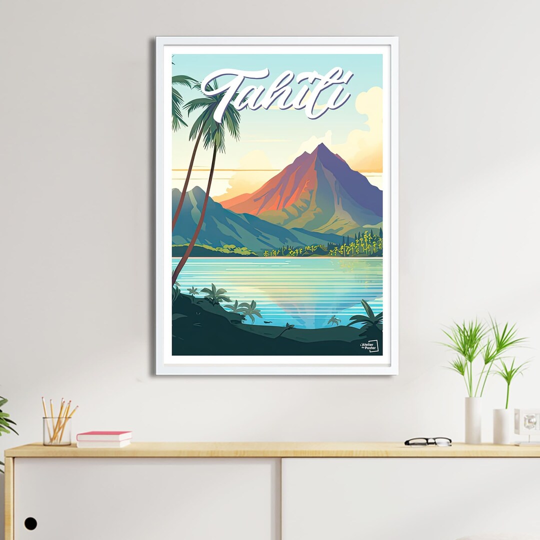 AIRLINES PAN AMERICAN TAHITÏ Rave-POSTER HQ 40x60cm d'une AFFICHE VINTAGE