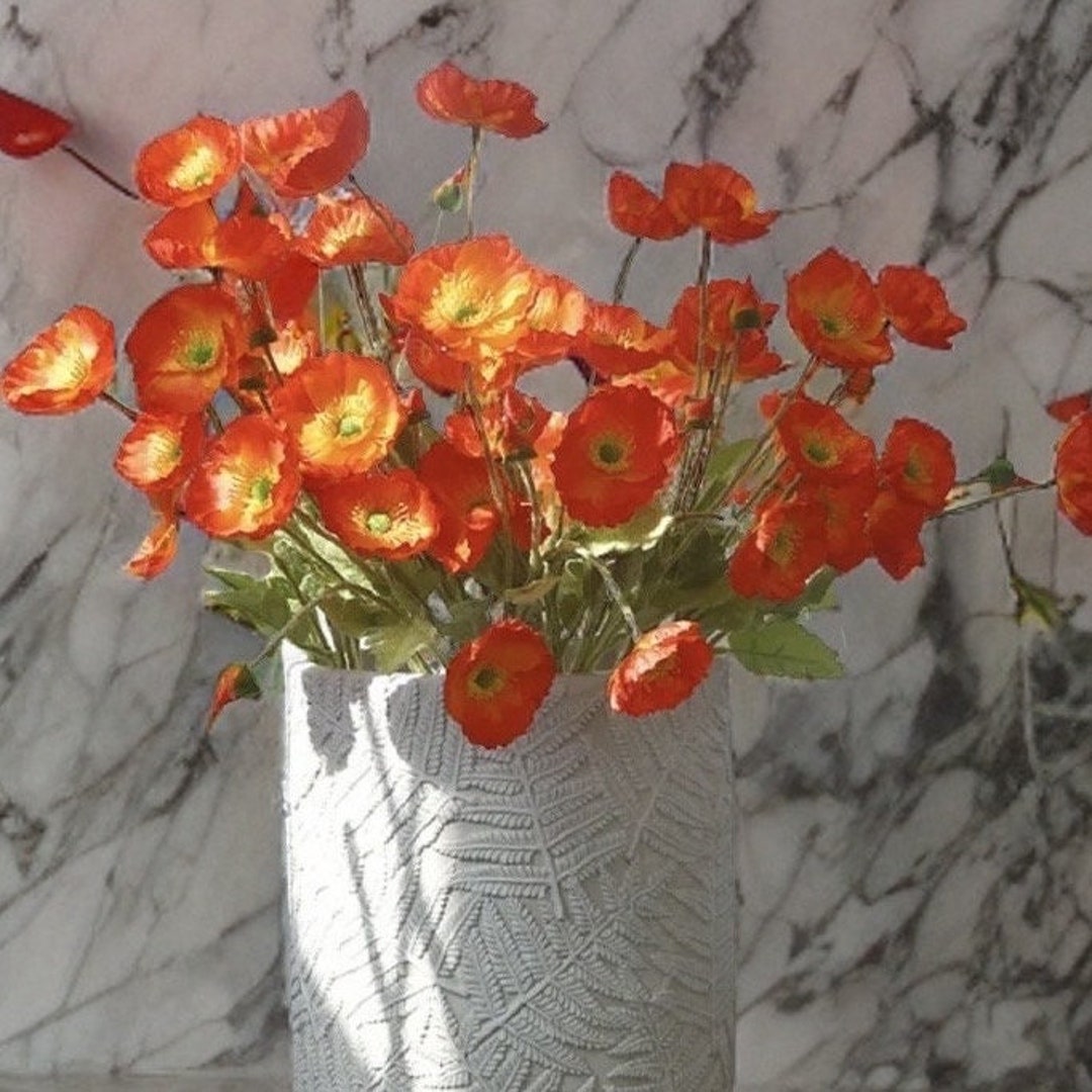 Poppy Silk Flowers, Long Stem, Housewarming Garden Table Wedding, Party