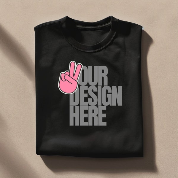 Flat Lay TShirt Mockup | Folded 3001 Mockup | Black T-shirt Mockup | BC3001 Mockup | Shirt Mockups | Simple Mockup Shirt | POD Tee