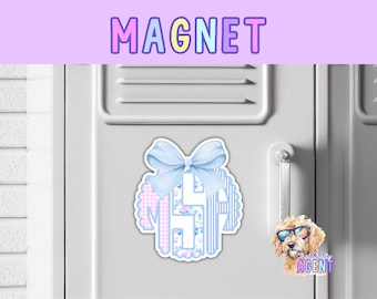 Personalized Cottagecore Scalloped Monogram MAGNET with Bow | Gift for Her | Handmade Product | Custom Fridge Magnet | Teenage Girl Gifts