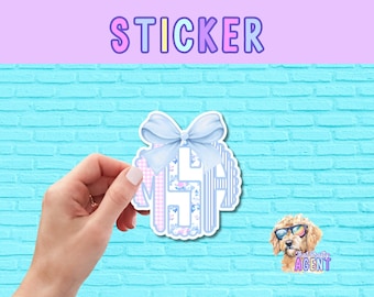 Personalized Cottagecore Scalloped Monogram Vinyl Sticker with Bow | Custom Gift for Her | Luggage Sticker | Handmade Granny Chic Product