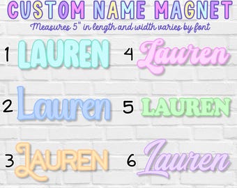 Custom Name MAGNET| Personalized Name Decal | Cute Colorful Pastel | Holographic | Refrigerator Magnet | Gift | Create Your Own