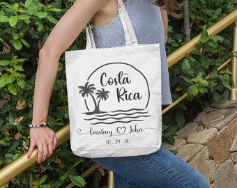 Personalized Costa Rica Tote Bag Wedding Welcome Bag Tropical Wedding Favor Wedding Guest Gift Bags Custom Wedding Totes Destination Wedding