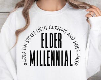 Elder Millennial Sweatshirt Casual Wear Vintage Style Memory Geschenk Shop Online Benutzerdefinierte Grafik T-Shirt Design Retro Look 80er Jahre Baby 90er Baby Top
