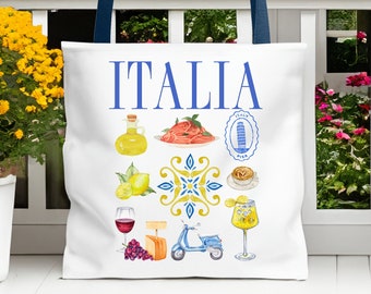 Italy Tote Bag Italy Handbag Italian Bag from Italy Travel Bag Italian Gift Bag Italy Vacation Bag Travel Carryon Bag Cute Airplane Tote