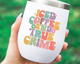 True Crime Tumbler Coffee Cup Podcast Gift for Women Stainless Steel Drinkware Set Crime Bundle for Friend Coffee Present True Crime Podcast