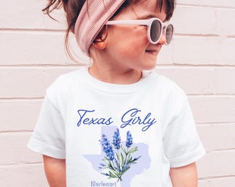 Cute Texas Girly For Toddler Texas Pride Cotton Shirt For Girls Bluebonnet Shirt Texas Style Summer Wear For Kid Casual Clothing Southern