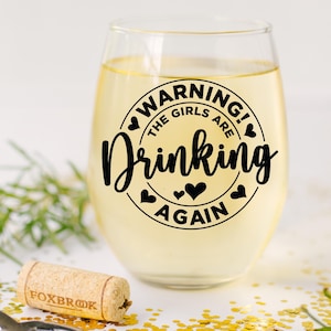 Funny Stemless Wine Glass Girls Night Glass Bachelorette Favors Girls Trip Wine Drinker Gift Wine Night Best Friend Gift Adult Party Gift