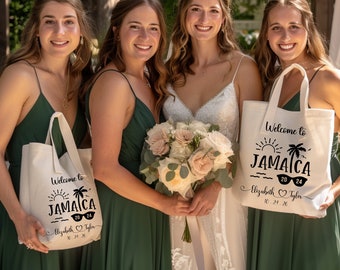 Jamaica Destination Wedding Welcome Tote Bag para invitados Bolsa de bienvenida para hotel Bolsa de bienvenida para despedidas de soltera Favores para regalos de boda