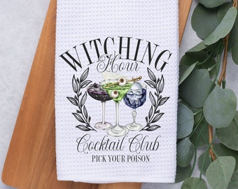 Halloween Kitchen Towel Witch Kitchen Decor Bar Accessory Gift Halloween Home Decor Witch Theme Design Gothic Bar Gift Cocktail Bar Set