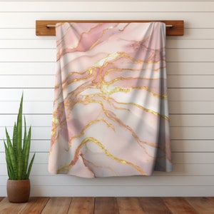 Pink Gold Blanket Etsy Canada