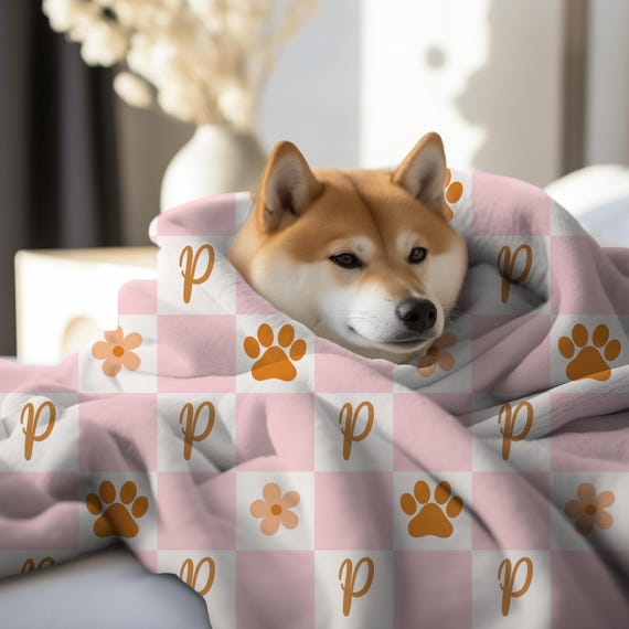 Personalized Pet Blanket Custom Dog Blanket Pet Bed Cover Paw