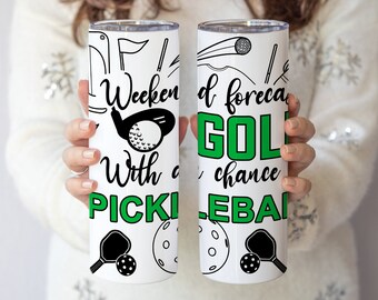 Golf Pickleball Tumbler Weekend Forecast Design Sports Cup Insulated Drinkware Stainless Steel Cold Beverage Hot Container Travel Mug