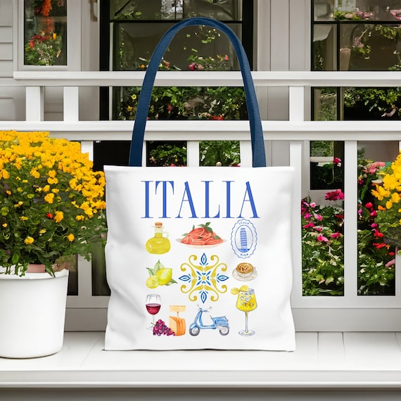 Italy Tote Bag Italy Handbag Italian Bag from Italy Travel Bag Italian Gift Bag Italy Vacation Bag Travel Carryon Bag Cute Airplane Tote