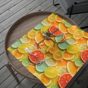 Tropical Gift Wrap Birthday Present Wrapping Paper Fruit Design Summer Party Kitchen Theme Citrus Pattern Colorful Gift Wrap Summer Birthday