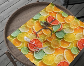 Tropical Gift Wrap Birthday Present Wrapping Paper Fruit Design Summer Party Kitchen Theme Citrus Pattern Colorful Gift Wrap Summer Birthday